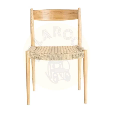 Silla de madera de fresno con asiento de cuerda de papel color natural beige 53x55x82cm - Ixia - 615499IX - foto-secundaria-1