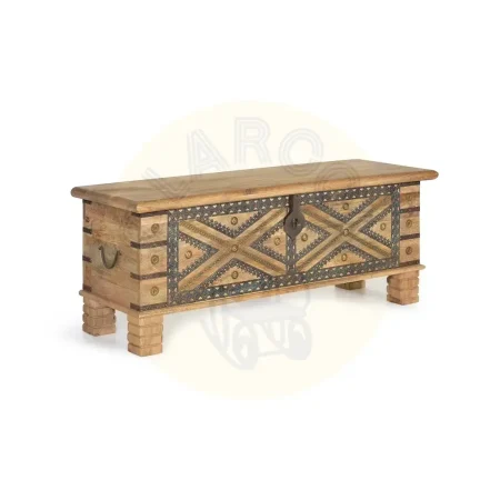 Baúl en madera de mango acabado natural con amplio espacio de almacenamiento 116x40x45cm - Giner y Colomer - 6154GYC - foto-secundaria-1
