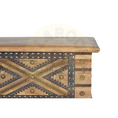 Baúl en madera de mango acabado natural con amplio espacio de almacenamiento 116x40x45cm - Giner y Colomer - 6154GYC - foto-secundaria-3