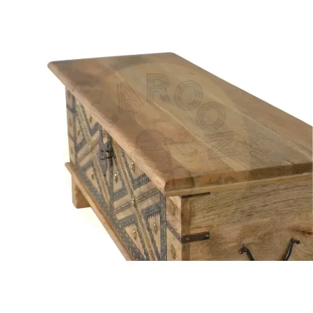Baúl en madera de mango acabado natural con amplio espacio de almacenamiento 116x40x45cm - Giner y Colomer - 6154GYC - foto-secundaria-6