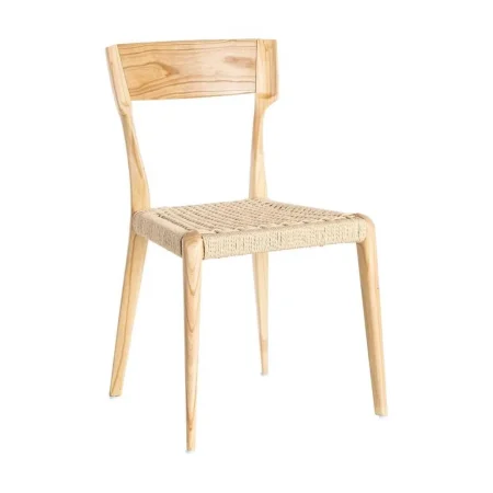 Silla de madera de fresno con asiento de cuerda de papel color natural-beige 46x50x81cm - Ixia - 615500IX - foto-blanco
