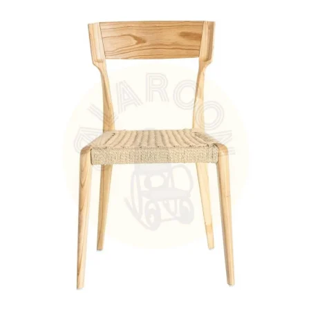 Silla de madera de fresno con asiento de cuerda de papel color natural-beige 46x50x81cm - Ixia - 615500IX - foto-secundaria-1