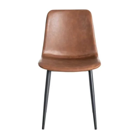 Silla tapizada en simil piel marrón con patas de metal 44x48x80.50cm - Ixia - 615507IX - foto-blanco