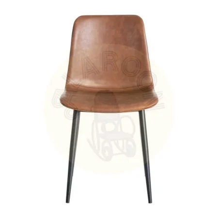 Silla tapizada en simil piel marrón con patas de metal 44x48x80.50cm - Ixia - 615507IX - foto-secundaria-1
