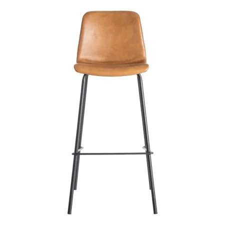 Taburete alto camel tapizado en simil piel con patas metálicas 47x47x103cm - Ixia - 615509IX - foto-blanco