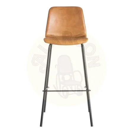 Taburete alto camel tapizado en simil piel con patas metálicas 47x47x103cm - Ixia - 615509IX - foto-secundaria-1