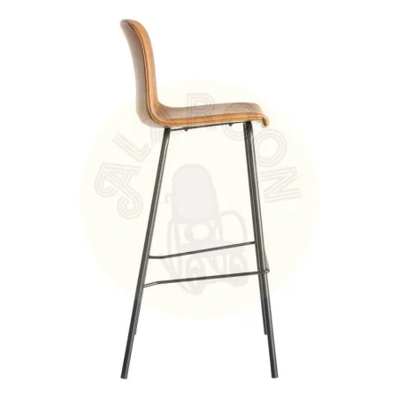 Taburete alto camel tapizado en simil piel con patas metálicas 47x47x103cm - Ixia - 615509IX - foto-secundaria-2