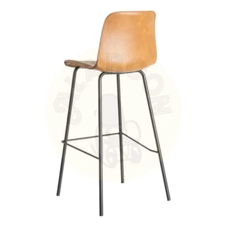 Taburete alto camel tapizado en simil piel con patas metálicas 47x47x103cm - Ixia - 615509IX - foto-secundaria-3