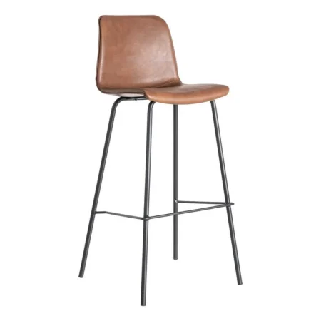 Taburete marrón con patas de metal y tapizado en símil piel 47x47x103cm - Ixia - 615510IX - foto-blanco