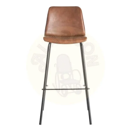 Taburete marrón con patas de metal y tapizado en símil piel 47x47x103cm - Ixia - 615510IX - foto-secundaria-1