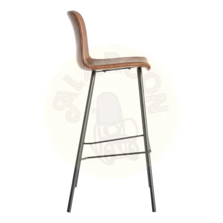 Taburete marrón con patas de metal y tapizado en símil piel 47x47x103cm - Ixia - 615510IX - foto-secundaria-2