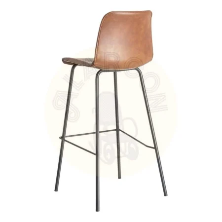 Taburete marrón con patas de metal y tapizado en símil piel 47x47x103cm - Ixia - 615510IX - foto-secundaria-3