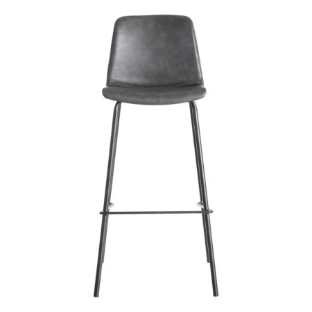 Taburete de bar negro con estructura de polipropileno patas metálicas y asiento tapizado en simil piel 47x47x103cm - Ixia - 615511IX - foto-blanco