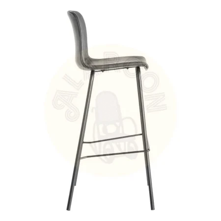 Taburete de bar negro con estructura de polipropileno patas metálicas y asiento tapizado en simil piel 47x47x103cm - Ixia - 615511IX - foto-secundaria-2