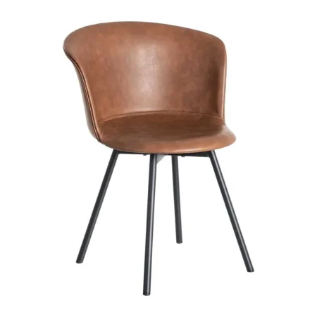 Silla tapizada en símil piel marrón con patas metálicas 53x51.50x76cm - Ixia - 615513IX - foto-blanco
