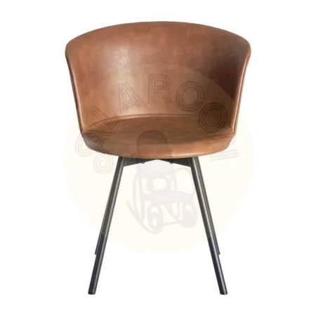 Silla tapizada en símil piel marrón con patas metálicas 53x51.50x76cm - Ixia - 615513IX - foto-secundaria-2