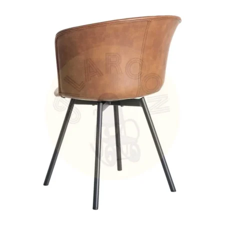 Silla tapizada en símil piel marrón con patas metálicas 53x51.50x76cm - Ixia - 615513IX - foto-secundaria-3