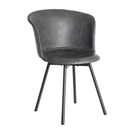 Silla negra en símil piel con estructura de polipropileno y patas de metal 53x51.50x76cm - Ixia - 615514IX - foto-blanco