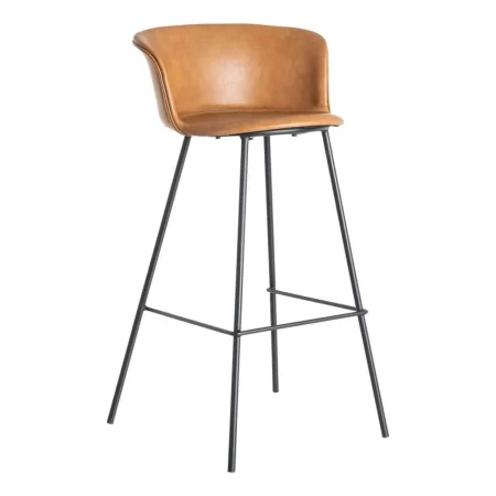 Taburete camel en metal y símil piel 44.50x48.50x93.50cm - Ixia - 615515IX - foto-blanco