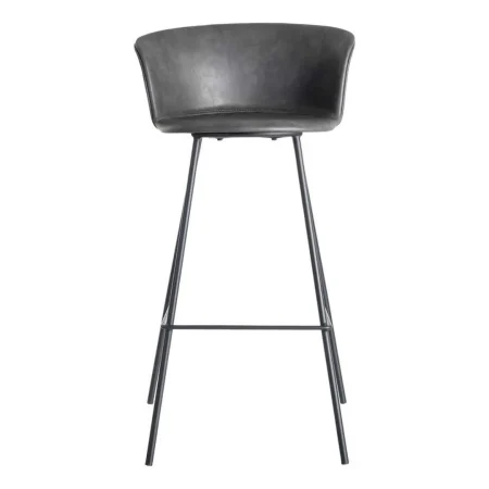 Taburete alto negro con asiento símil piel acolchado estructura polipropileno patas metálicas 44.50x48.50x93.50cm - Ixia - 615517IX - foto-blanco