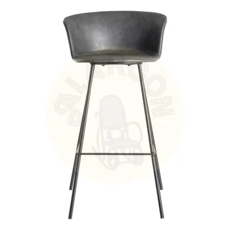 Taburete alto negro con asiento símil piel acolchado estructura polipropileno patas metálicas 44.50x48.50x93.50cm - Ixia - 615517IX - foto-secundaria-1