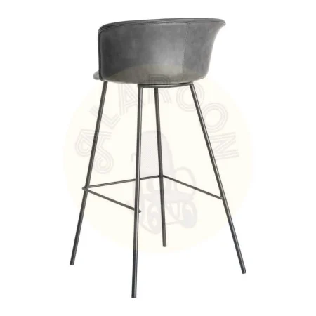 Taburete alto negro con asiento símil piel acolchado estructura polipropileno patas metálicas 44.50x48.50x93.50cm - Ixia - 615517IX - foto-secundaria-3
