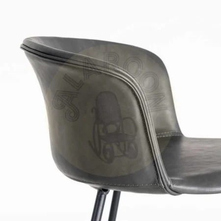 Taburete alto negro con asiento símil piel acolchado estructura polipropileno patas metálicas 44.50x48.50x93.50cm - Ixia - 615517IX - foto-secundaria-5