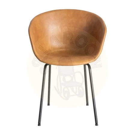 Silla tapizada en símil piel color camel con patas metálicas y reposabrazos 59x50.50x81.50cm - Ixia - 615518IX - foto-secundaria-1