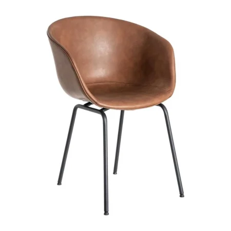Silla tapizada en símil piel marrón con estructura de polipropileno y patas de metal 59x50.50x81.50cm - Ixia - 615519IX - foto-blanco