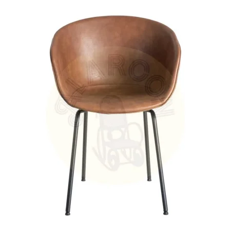 Silla tapizada en símil piel marrón con estructura de polipropileno y patas de metal 59x50.50x81.50cm - Ixia - 615519IX - foto-secundaria-1
