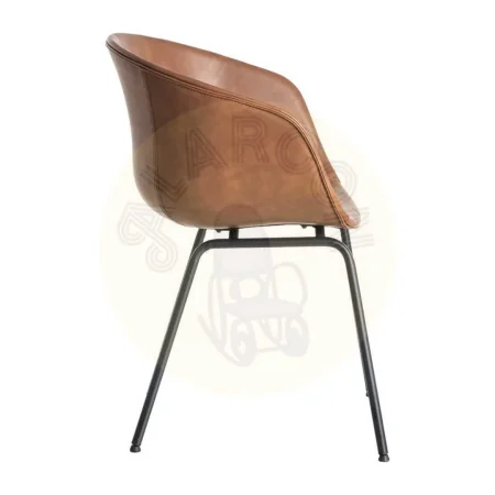 Silla tapizada en símil piel marrón con estructura de polipropileno y patas de metal 59x50.50x81.50cm - Ixia - 615519IX - foto-secundaria-2