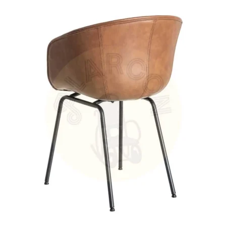 Silla tapizada en símil piel marrón con estructura de polipropileno y patas de metal 59x50.50x81.50cm - Ixia - 615519IX - foto-secundaria-3