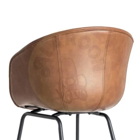 Silla tapizada en símil piel marrón con estructura de polipropileno y patas de metal 59x50.50x81.50cm - Ixia - 615519IX - foto-secundaria-4