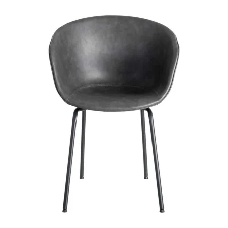 Silla negra en símil piel con patas de metal 59x50.50x81.50cm - Ixia - 615520IX - foto-blanco