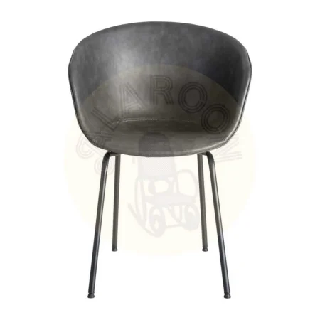 Silla negra en símil piel con patas de metal 59x50.50x81.50cm - Ixia - 615520IX - foto-secundaria-1
