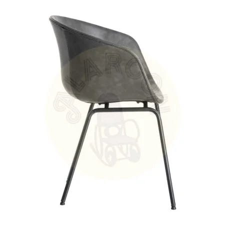 Silla negra en símil piel con patas de metal 59x50.50x81.50cm - Ixia - 615520IX - foto-secundaria-2