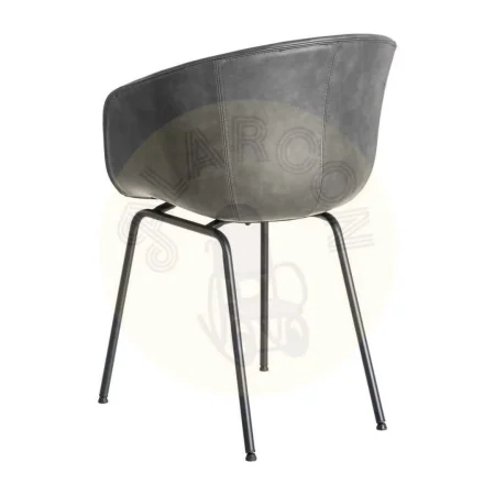 Silla negra en símil piel con patas de metal 59x50.50x81.50cm - Ixia - 615520IX - foto-secundaria-3