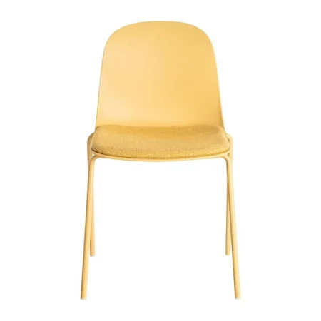 Silla amarilla de polipropileno con patas de acero y asiento en poliéster 46x51x85cm - Ixia - 615541IX - foto-blanco