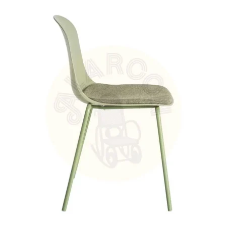 Silla verde tapizada en poliéster con patas de acero uso contract 46x51x85cm - Ixia - 615543IX - foto-secundaria-2