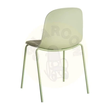 Silla verde tapizada en poliéster con patas de acero uso contract 46x51x85cm - Ixia - 615543IX - foto-secundaria-3