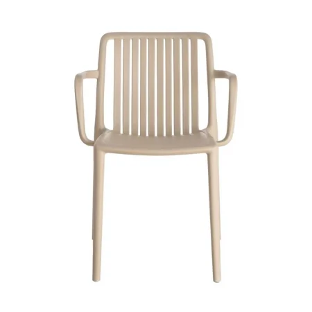 Silla apilable de polipropileno para exterior beige 53x50x77.50cm - Ixia - 615552IX - foto-blanco