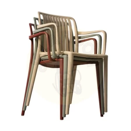 Silla apilable de polipropileno para exterior beige 53x50x77.50cm - Ixia - 615552IX - foto-secundaria-10