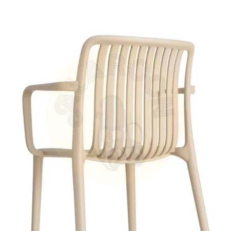 Silla apilable de polipropileno para exterior beige 53x50x77.50cm - Ixia - 615552IX - foto-secundaria-2