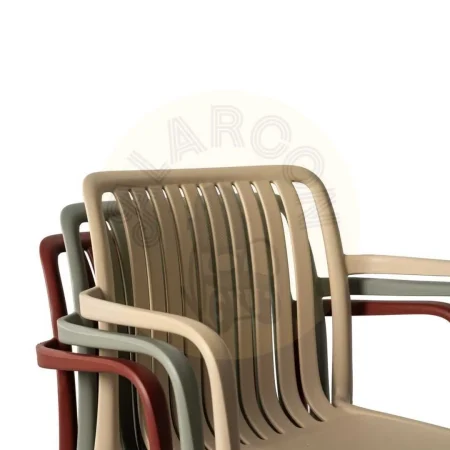 Silla apilable de polipropileno para exterior color verde altura de asiento 45cm 53x50x77.50cm - Ixia - 615553IX - foto-secundaria-11