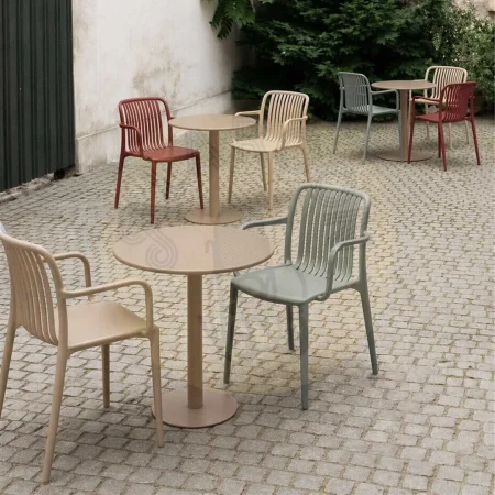Silla apilable de polipropileno para exterior color verde altura de asiento 45cm 53x50x77.50cm - Ixia - 615553IX - foto-secundaria-12