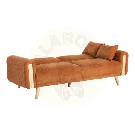 Sofá cama en tejido terracota con estructura de eucalipto y asiento en espuma PU 218x82x90cm - Ixia - 615559IX - foto-secundaria-1