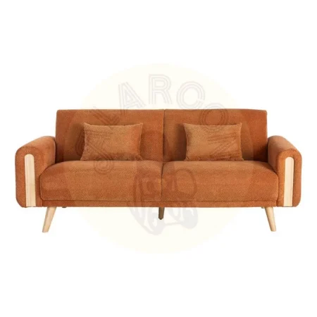 Sofá cama en tejido terracota con estructura de eucalipto y asiento en espuma PU 218x82x90cm - Ixia - 615559IX - foto-secundaria-2