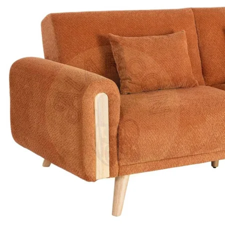 Sofá cama en tejido terracota con estructura de eucalipto y asiento en espuma PU 218x82x90cm - Ixia - 615559IX - foto-secundaria-4