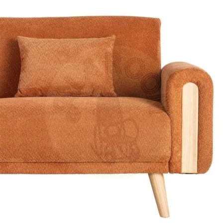 Sofá cama en tejido terracota con estructura de eucalipto y asiento en espuma PU 218x82x90cm - Ixia - 615559IX - foto-secundaria-5