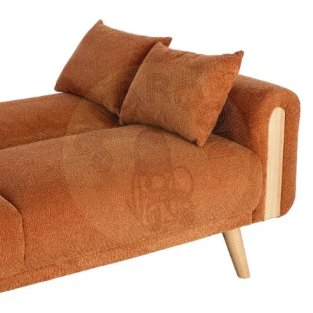 Sofá cama en tejido terracota con estructura de eucalipto y asiento en espuma PU 218x82x90cm - Ixia - 615559IX - foto-secundaria-9